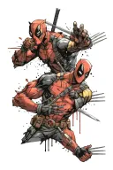 deadpool and wolverine posing claws  tattoo design idea