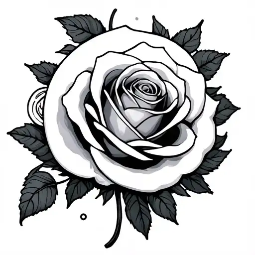 rose, moon, sleep token symbol incorporated tattoo design idea
