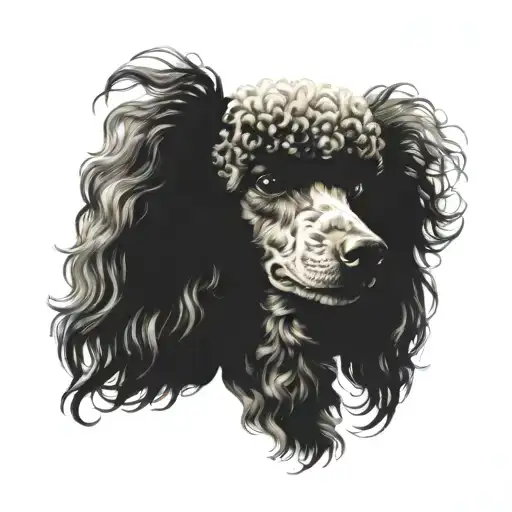 poodle blue ears head slightly turned to one side tattoo design idea