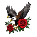 red roses Harley Davidson eagle mountains tattoo design idea