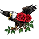 red roses Harley Davidson eagle mountains tattoo design idea