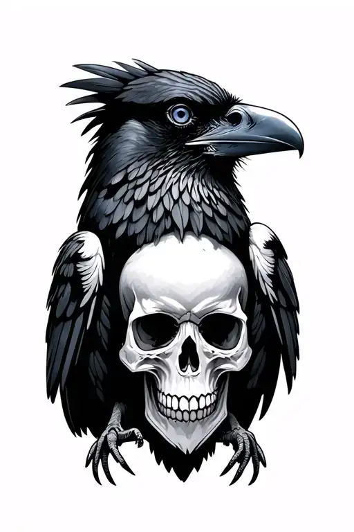 crow with skull on its chest tattoo tattoo design idea