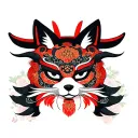 Japanese inari mask and Fox torii gate tattoo design idea