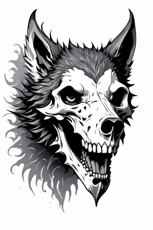 wolf skull tattoo design idea