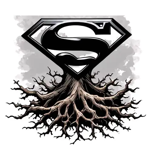 superman logo with roots outside lining only tattoo design idea