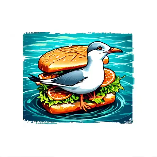 seagul fish Sandwich tattoo design idea