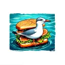 seagul fish Sandwich tattoo design idea