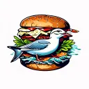 seagul fish Sandwich tattoo design idea