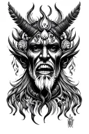 shango, eshu, tribal, suffering, pain, power tattoo design idea