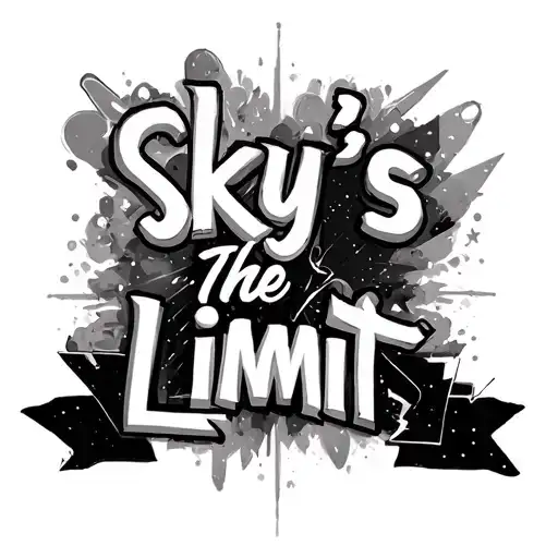 the text "sky's the limit" with background of different objects defining the height as the tatto goes up tattoo design idea