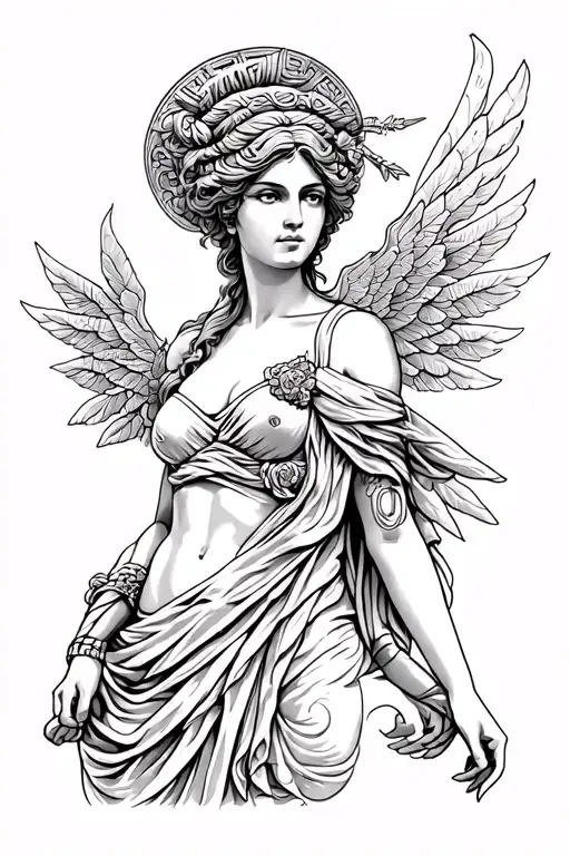 Nike Greek Goddess tattoo design idea