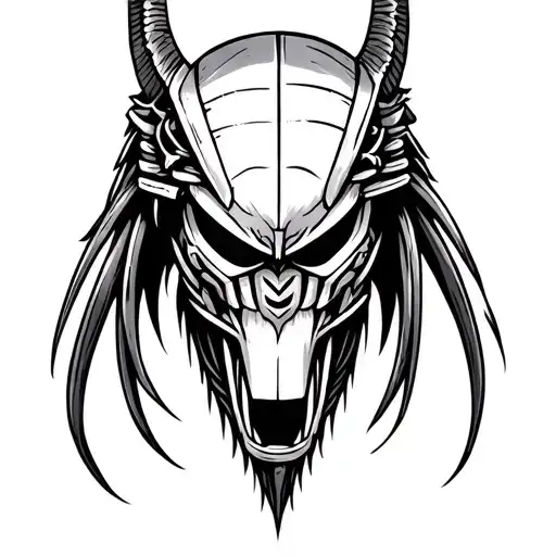 predator samurai mask tattoo design idea