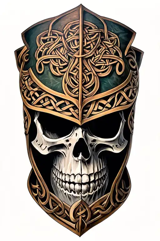 Celtic Skelton knight head tattoo design idea