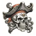 pirate skull with tentacles tattoo design idea