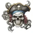 pirate skull with tentacles tattoo design idea