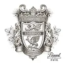 A dynamic tattoo featuring the Liverpool FC crest with a Portuguese twist tattoo design idea