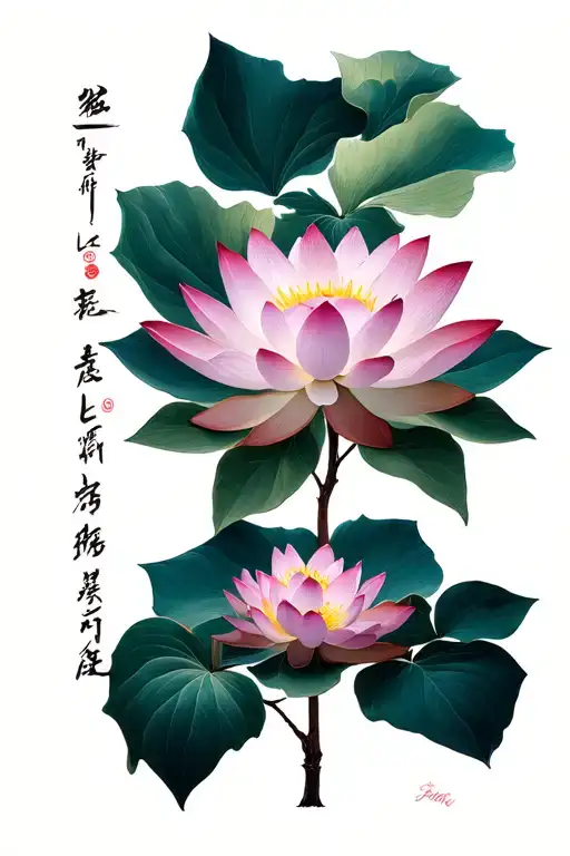 lotus flower, wording: let them, cherry blossom tree tattoo design idea