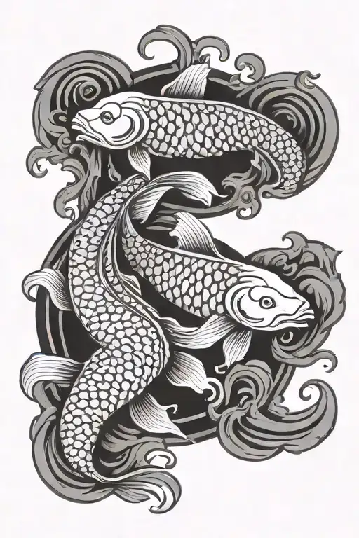 gemini aggressive koi yin yang symbol made tattoo design idea