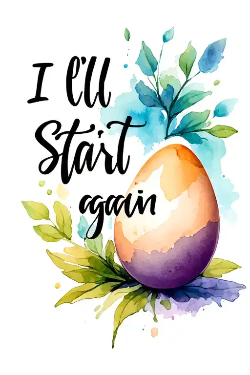 "I'll start again" egg cracking tattoo design idea