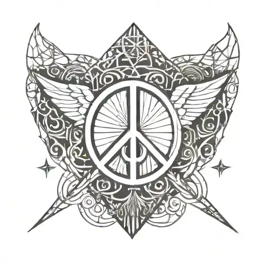 Heart shape with peace sign inside tattoo design idea