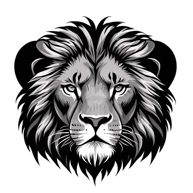 fine line half a lion head tattoo design idea