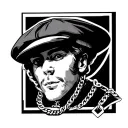 flat cap and necklace with a square pendant chain tattoo design idea