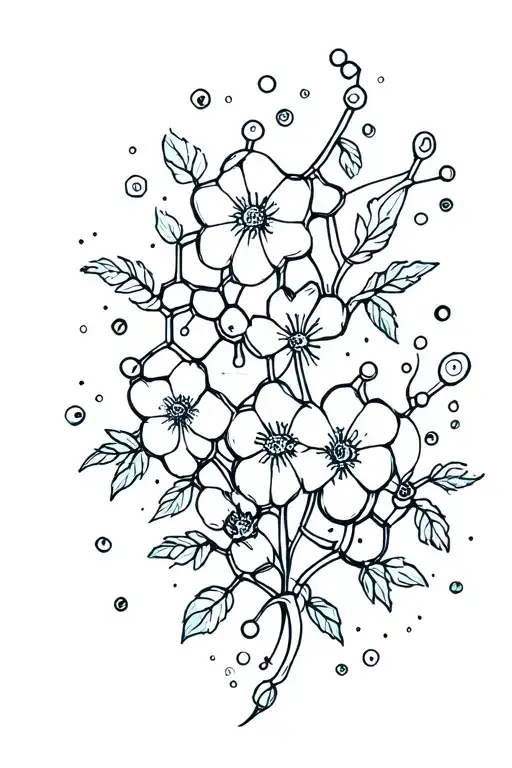 chemistry molecule floral fine line tattoo tattoo design idea