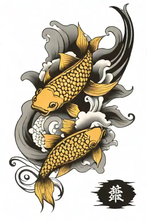 Yin Yang Koi Fish Transforming tattoo design idea