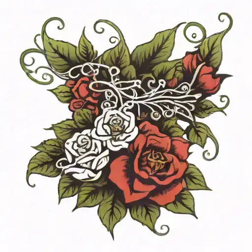 I vine that starts on the bag of my hand with a bunch of flowers connected by tiny vines on my forearm, and the big vin tattoo design idea