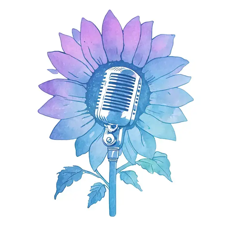 old school cb mic and sunflower tattoo design idea