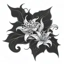 anime Dragon Lilly flower blooming w girl eye symbol integrated tattoo design idea