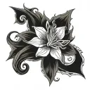 anime Dragon Lilly flower blooming w girl eye symbol integrated tattoo design idea