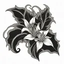 anime Dragon Lilly flower blooming w girl eye symbol integrated tattoo design idea