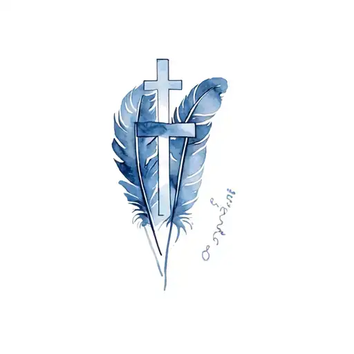eagle feathers and cross  tattoo design idea