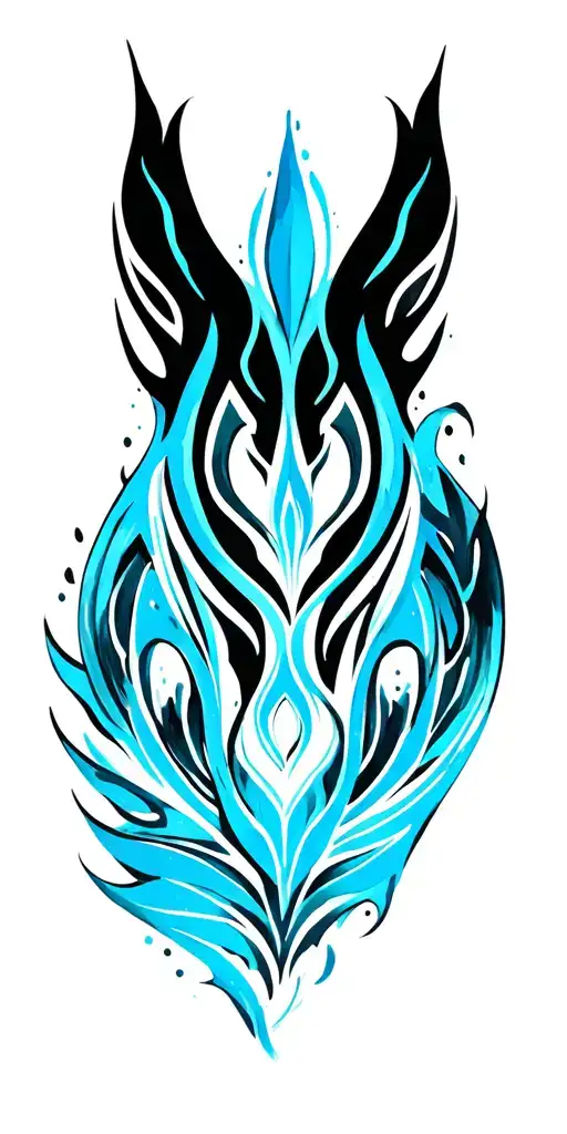 tribal patterns with light blue colours tattoo design idea