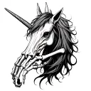 unicorn skeleton hand tattoo design idea