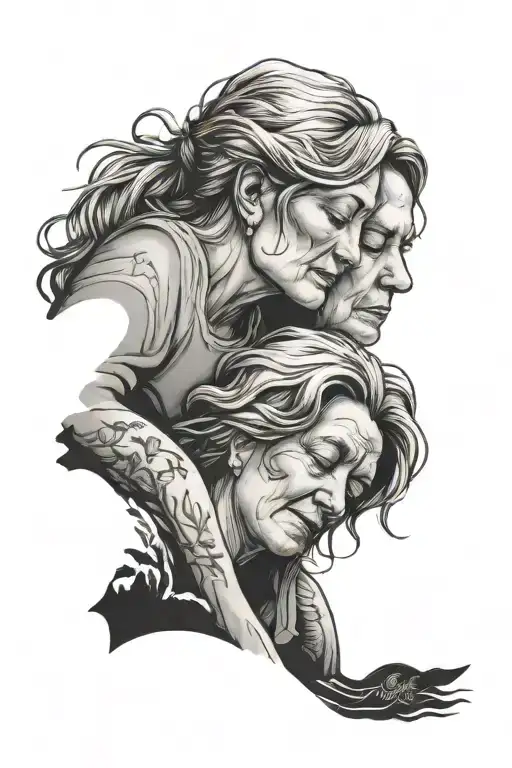 grief, mother, family, coast tattoo design idea