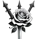 rose and dagger tattoo design idea