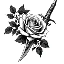 rose and dagger tattoo design idea