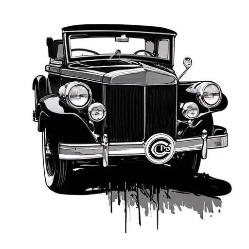 64 lincoln convetable with Cubs logo tattoo design idea