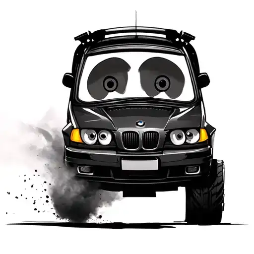 minions BMW car drifting tattoo design idea