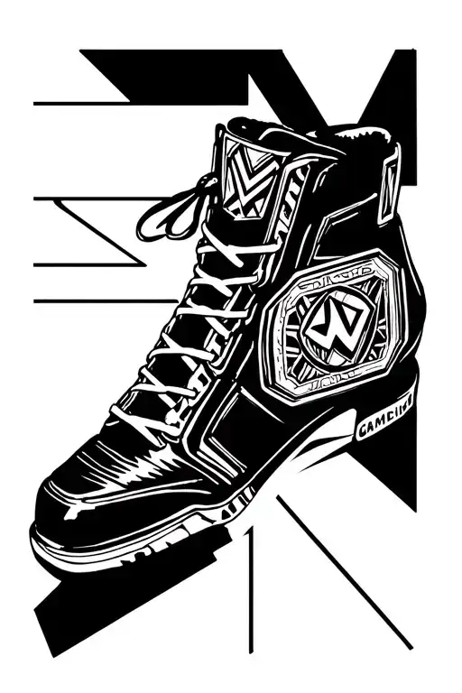 WWE championship belts and wrestling boots tattoo design idea