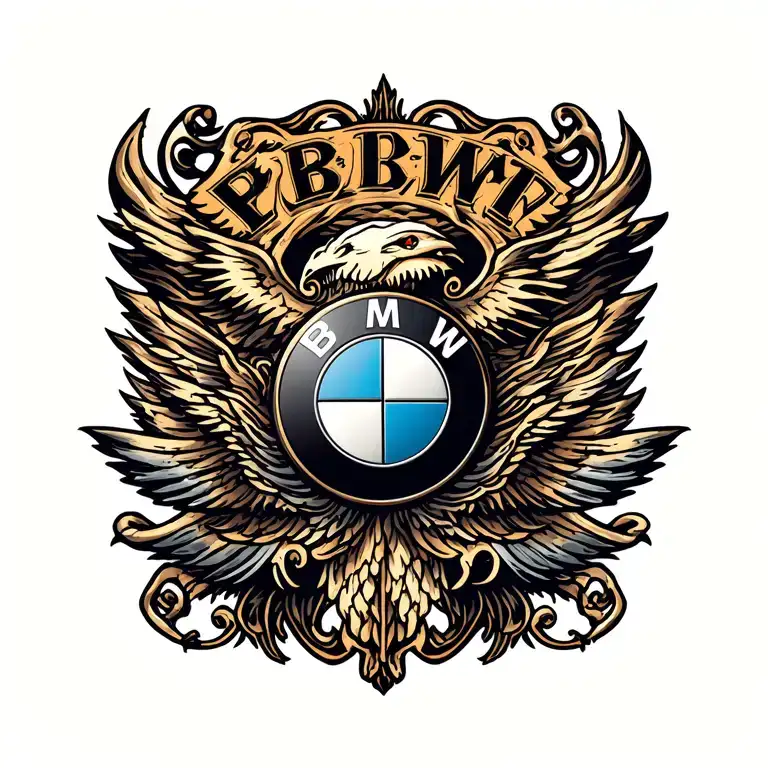 bmw logo morphing tattoo design idea