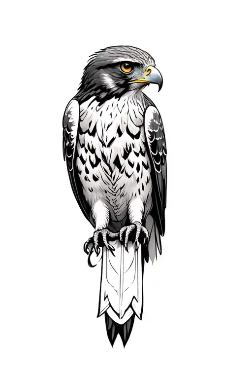realistic red tailed hawk tattoo design idea