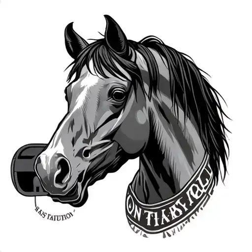 western horse with bald face and 4g dodge dually  tattoo design idea