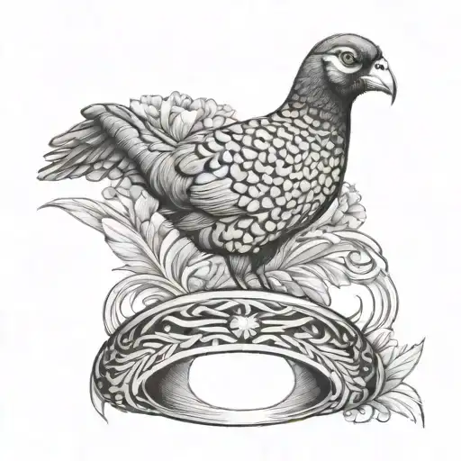 ring neck pheasant with vizsla dog tattoo design idea