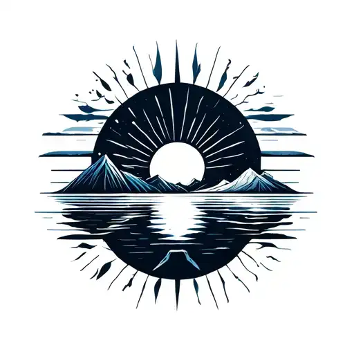 harry leo Goa landscape backwater sun tattoo design idea