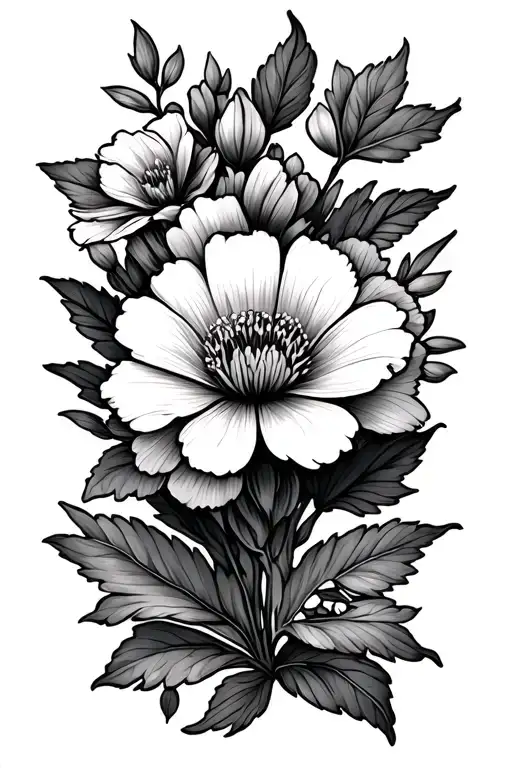 birth flower February, April, August for men forearm  tattoo design idea