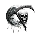 Death with a scythe and the moon crying tattoo design idea