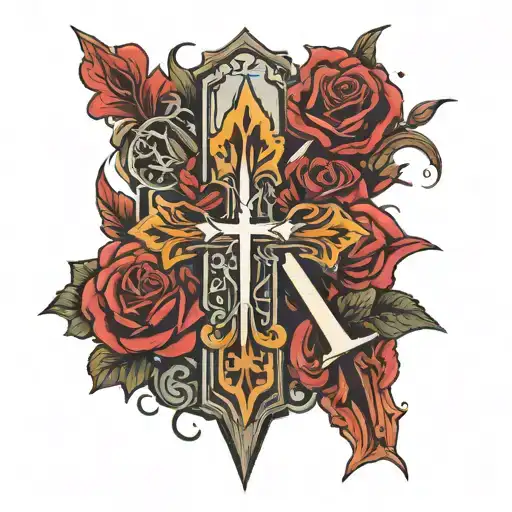 the number 41 and a cross  tattoo design idea